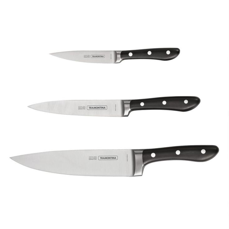 3-Piece High-Carbon Steel Knife Set with 4 in. Paring Knife, 6 in. Utility Knife and 8 in. Chef's Knife
