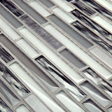 Jeffrey Court Waves of Grey 11.50 in. x 11.875 in. x 9 mm Interlocking Glossy Glass/Metal Mosaic Tile