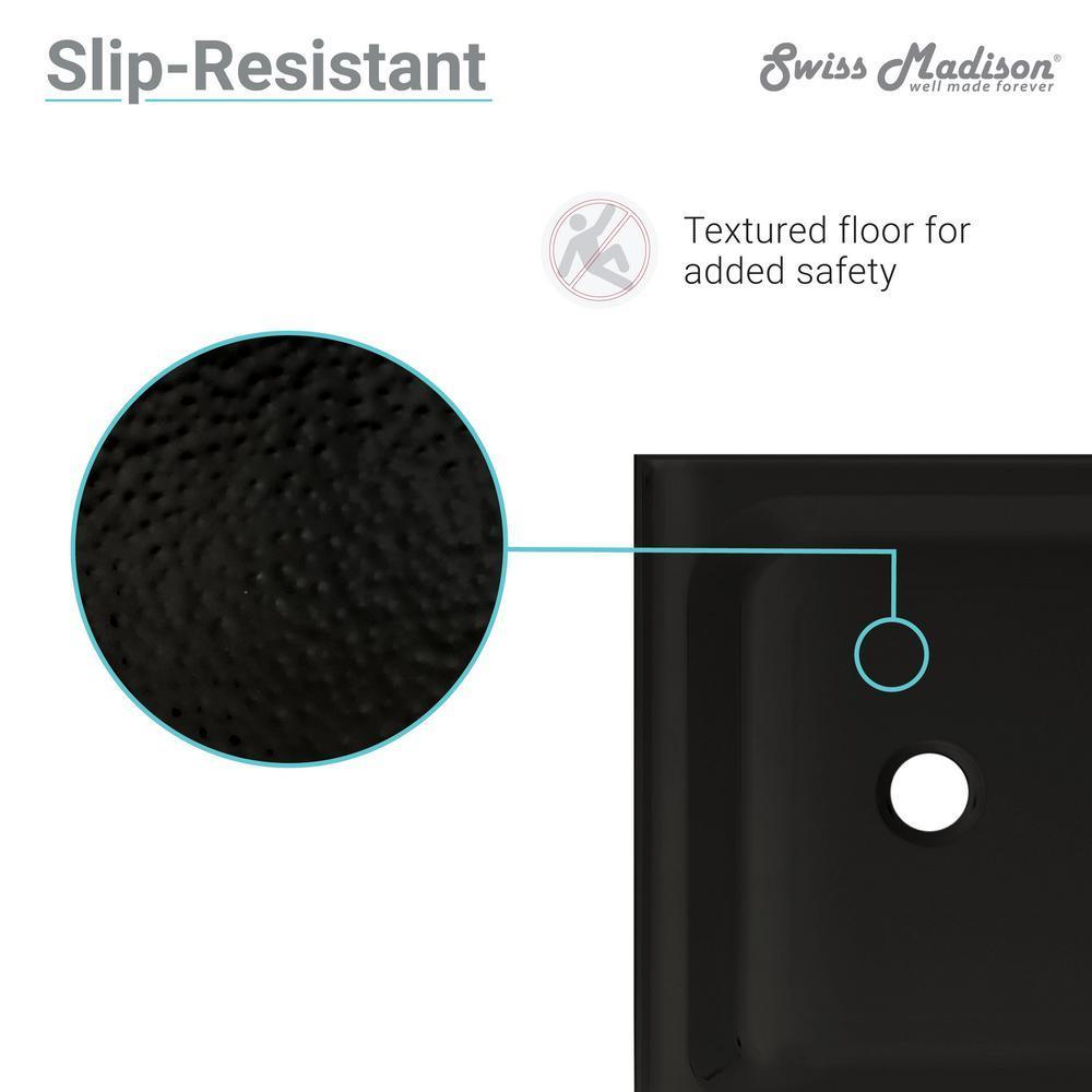 Voltaire 60 in. x 36 in. Acrylic Single-Threshold Right Drain Shower Base in Black - Super Arbor