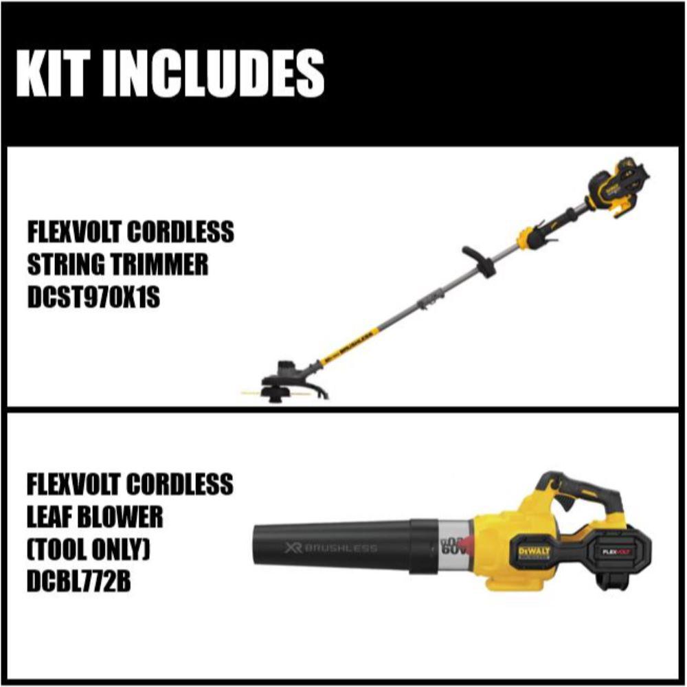 DEWALT 15 in. 60V MAX Cordless FLEXVOLT Brushless String Grass Trimmer with Bonus 125 MPH 600 CFM Blower (Tool Only) - Super Arbor