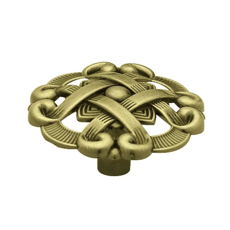 1-1/2 in. (38 mm) Antique Brass Weave Pattern Round Cabinet Knob