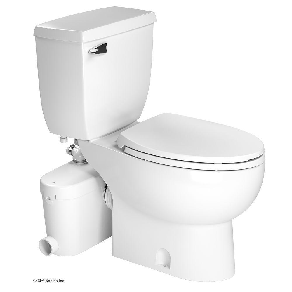 SaniAccess3 2-Piece 1.280 GPF Single Flush Elongated Toilet with .5 HP Macerating Pump in White - Super Arbor