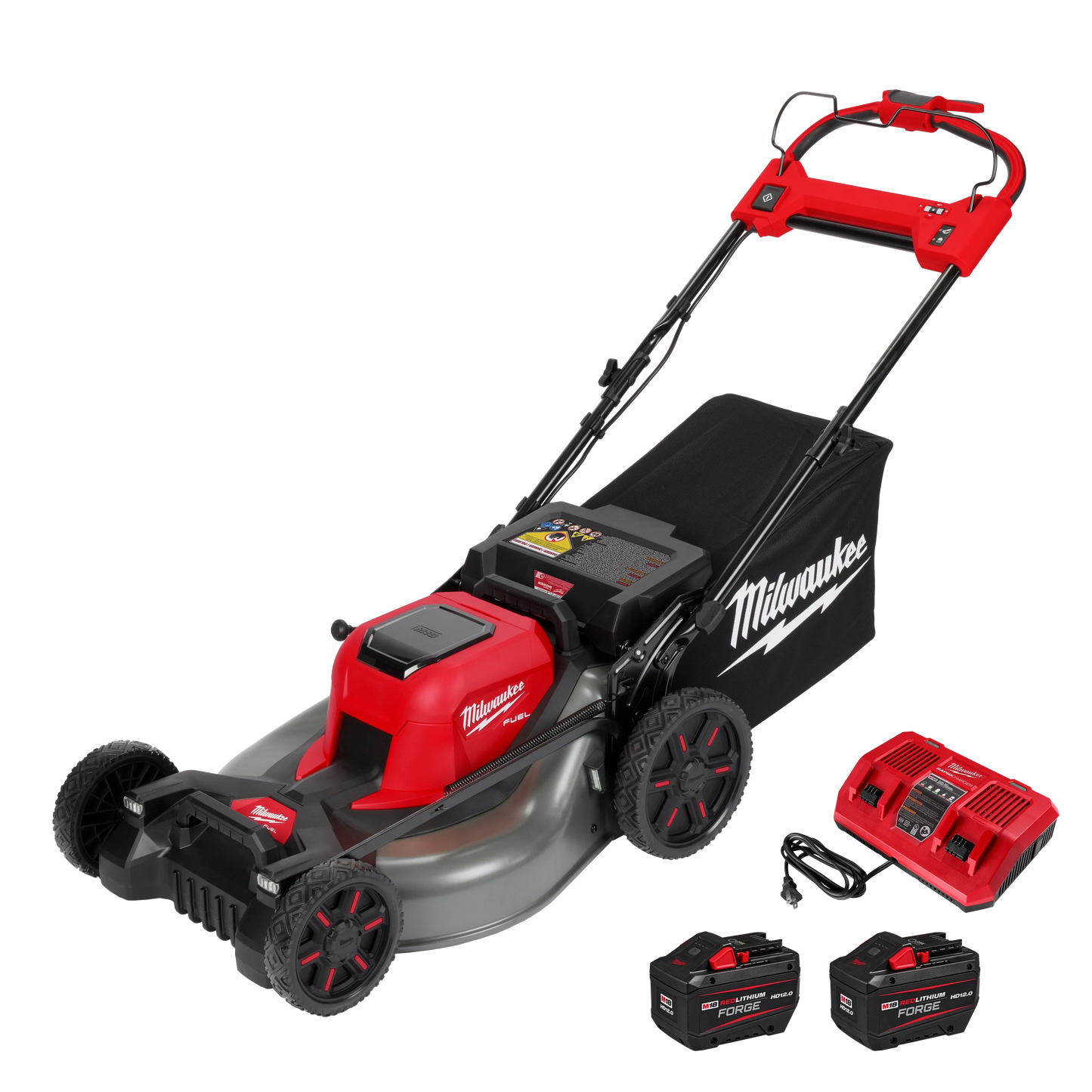 Milwaukee M18 FUEL Brushless 21 in. Self-Propelled Mower Kit with String Trimmer, Edger, Hedge Trimmer, (2) 12.0 Ah Batteries and Charger
