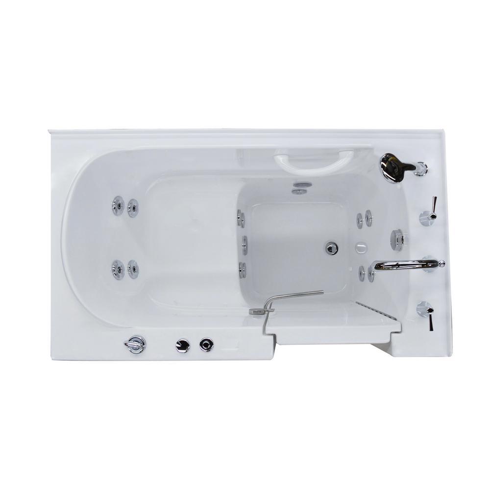 52.8 in. Walk-In Whirlpool Bathtub in White with 1.28 GPF Single Flush Toilet - Super Arbor