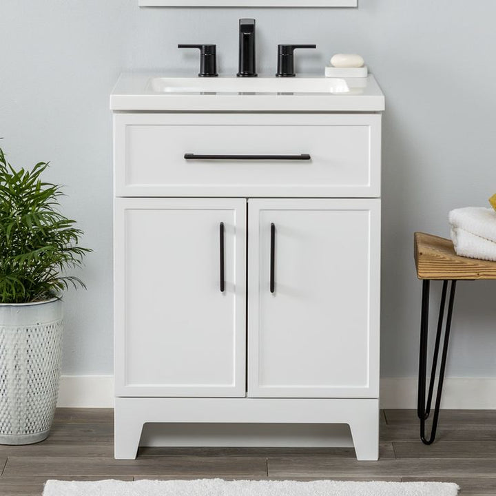 Style Selections Potter 24-in White Single Sink Bathroom Vanity with White Cultured Marble Top