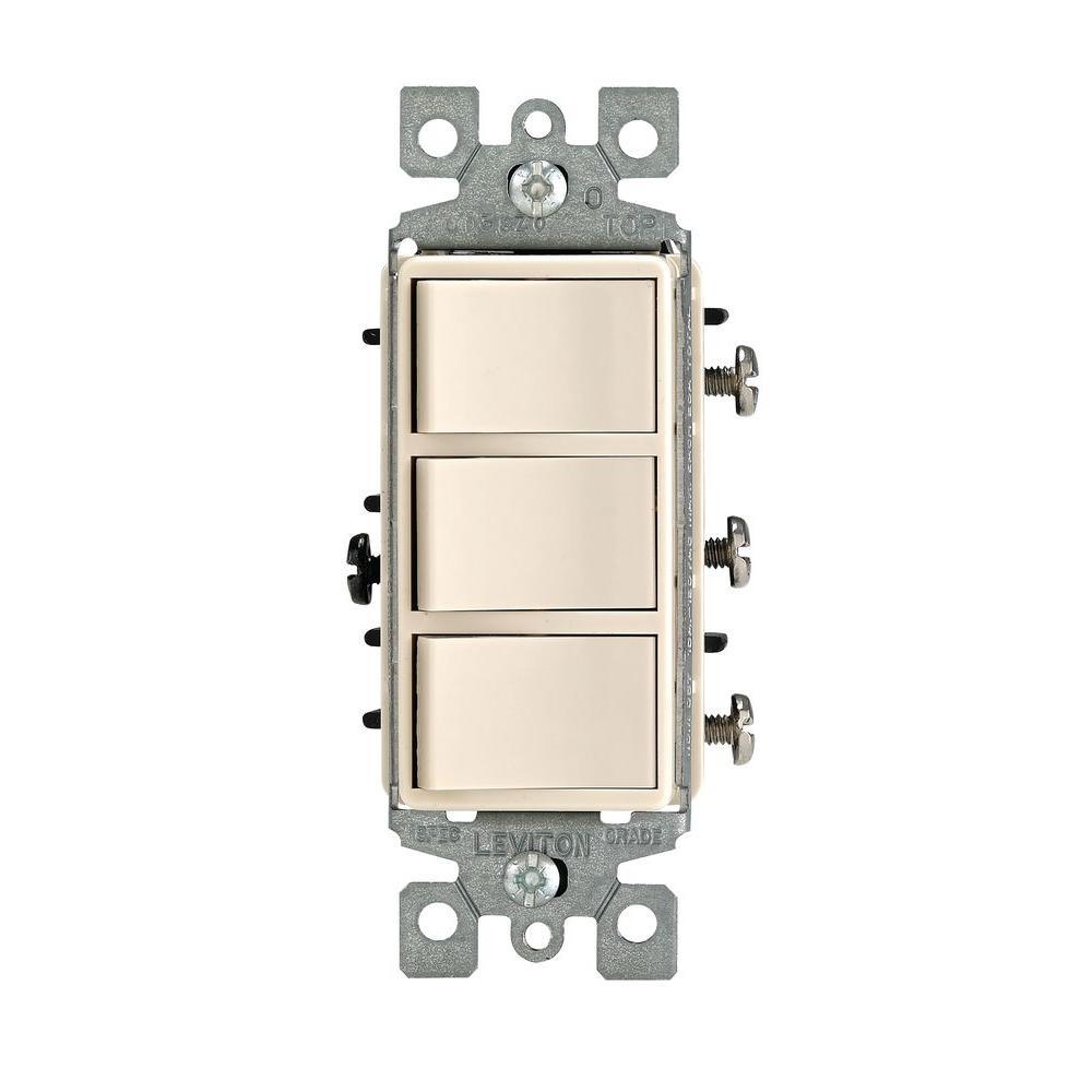 Decora 15 Amp 3-Rocker Combination Switch, White - Super Arbor