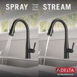 Delta Essa Touch2O Matte Black 1-Handle Deck-Mount Pull-Down Touch Kitchen Faucet (Deck Plate Included)
