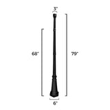 Decorative Cast Aluminum 79 in. Tall 3 in. Fitter Outdoor Black Post Light Pole