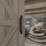 37 in. x 84 in. Artisan Grey Vinyl Finish Sliding Barn Door with Black Hardware Kit - Super Arbor