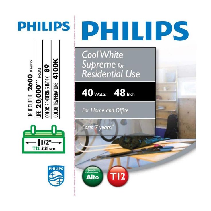Philips 40-Watt 4 ft. Linear T12 ALTO Fluorescent Tube Light Bulb Cool White (4100K) (2-Pack)