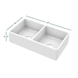 Fireclay 33 in. Double Bowl Apron-Front Farmhouse Kitchen Sink with Grid Set and Drain Assemblies