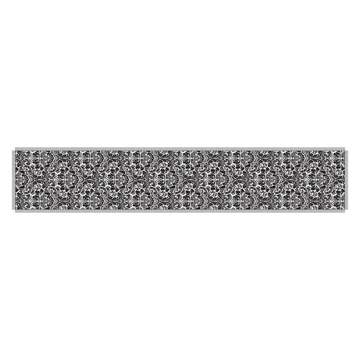 14 in. x 72 in. Gold Damask Print Jute Table Runner