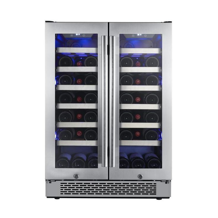 Avallon 42-Bottle Capacity Stainless Steel Dual Zone Cooling Built-In/Freestanding Wine Chiller