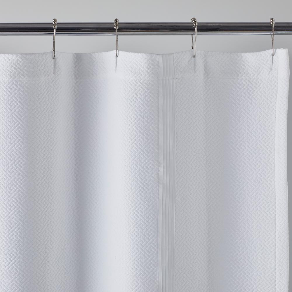 Pawling 72 in. White Solid Cotton Standard Shower Curtain - Super Arbor