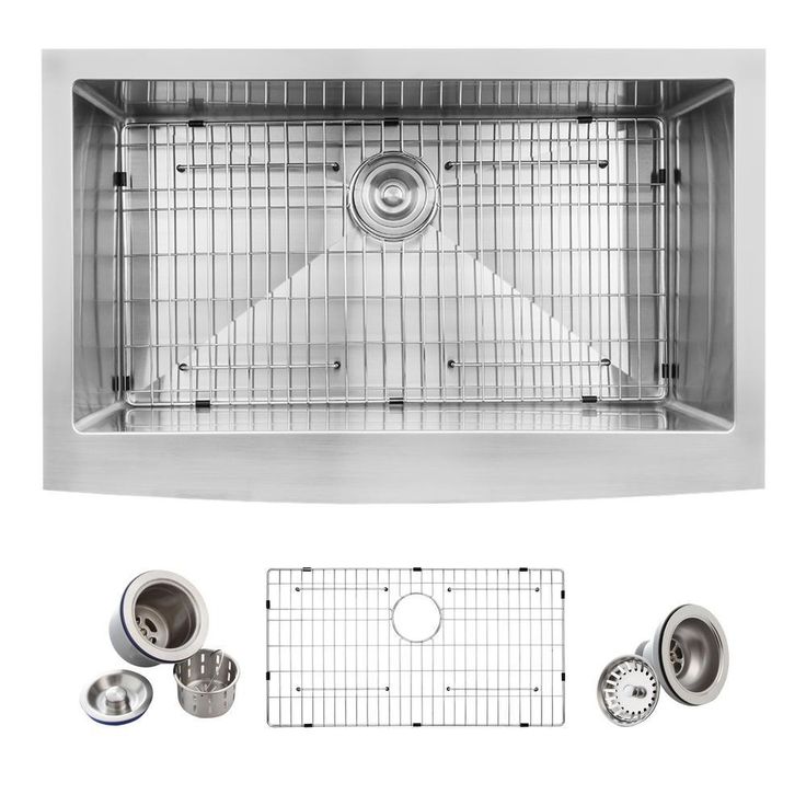 Farmhouse Apron Front Stainless Steel 33 in. Single Bowl Kitchen Sink Kit in Satin