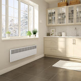 Orleans Low 38-7/8 in. x 13 in. 1500-Watt 240-Volt Forced Air Electric Convector in White with Built-in Thermostat - Super Arbor