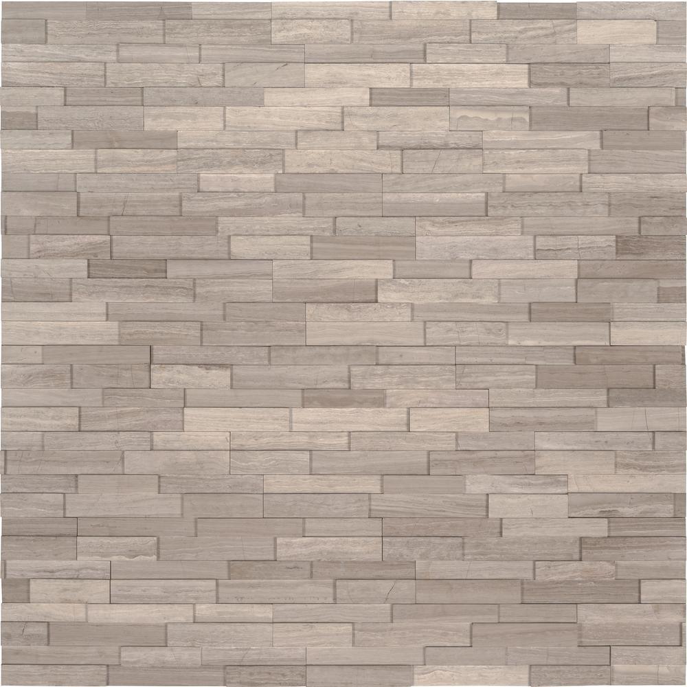 Arctic White 3D Ledger Panel 6 in. x 24 in. Honed Marble Wall Tile (10 cases / 60 sq. ft. / pallet) - Super Arbor