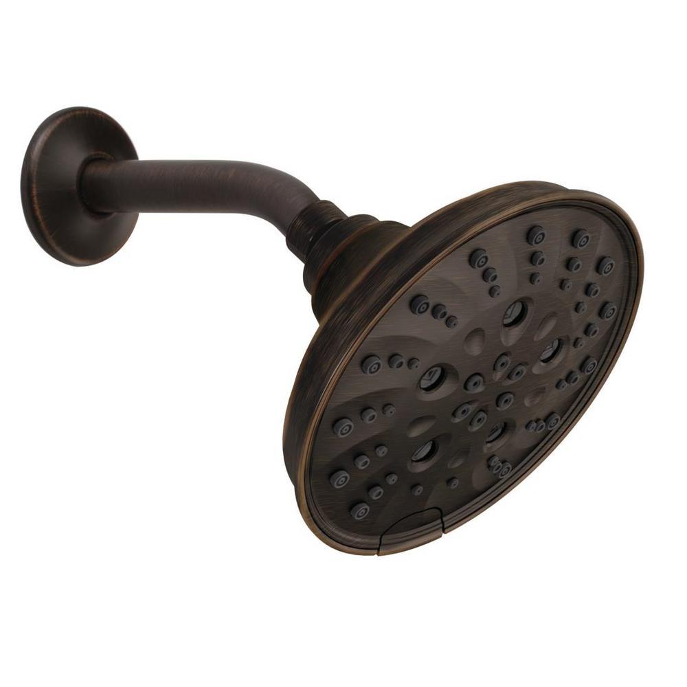 Pivotal 5-Spray 6 in. Single Wall Mount Fixed Rain H2Okinetic Shower Head in Venetian Bronze - Super Arbor