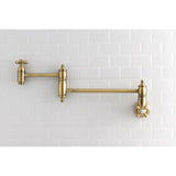 Kingston Brass Restoration Antique Brass 2-Handle Wall-Mount Pot Filler Handle Kitchen Faucet