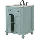 Hamilton Shutter 25 in. W x 22 in. D Bath Vanity in Sea Glass with Granite Vanity Top in Grey