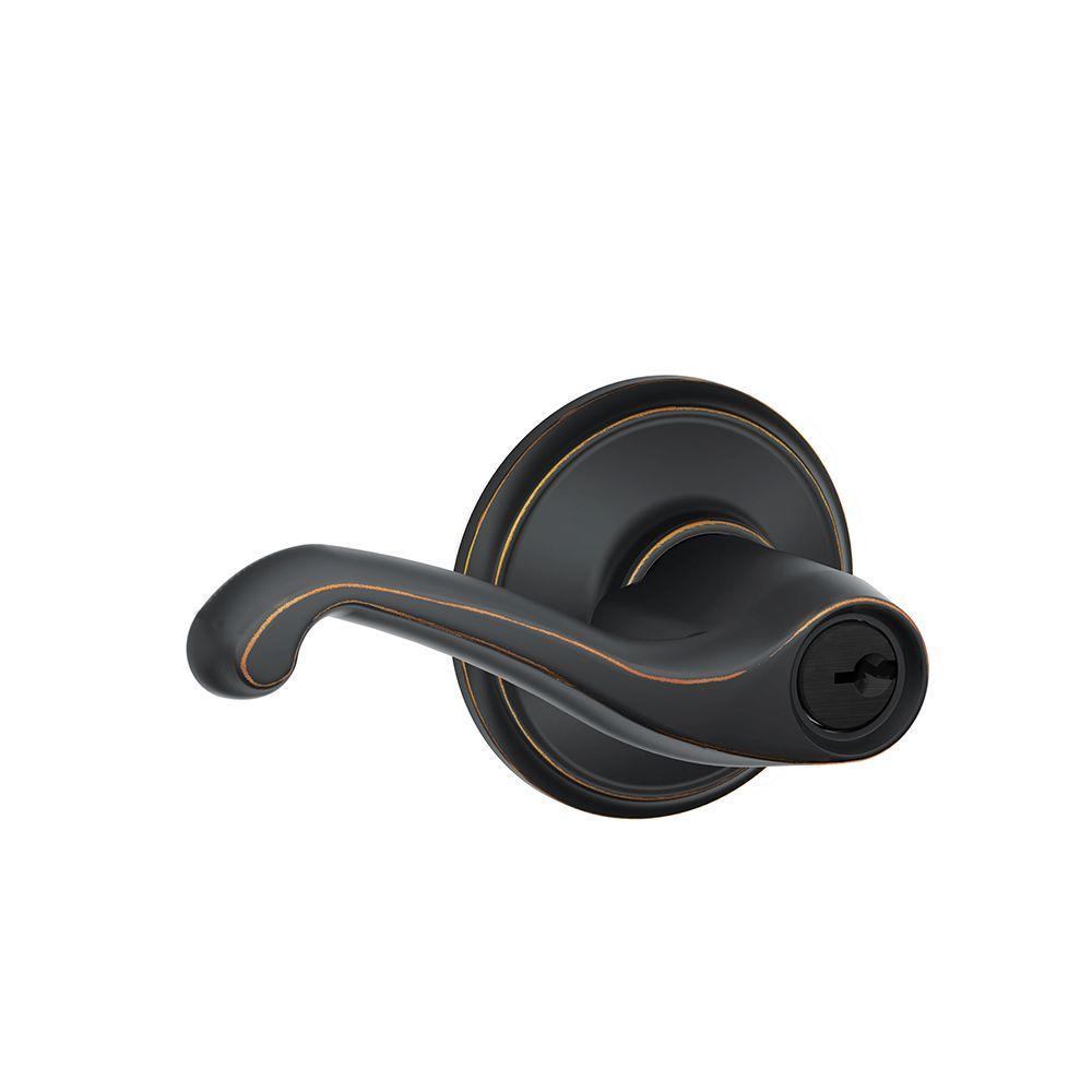 Flair Aged Bronze Keyed Entry Door Lever - Super Arbor