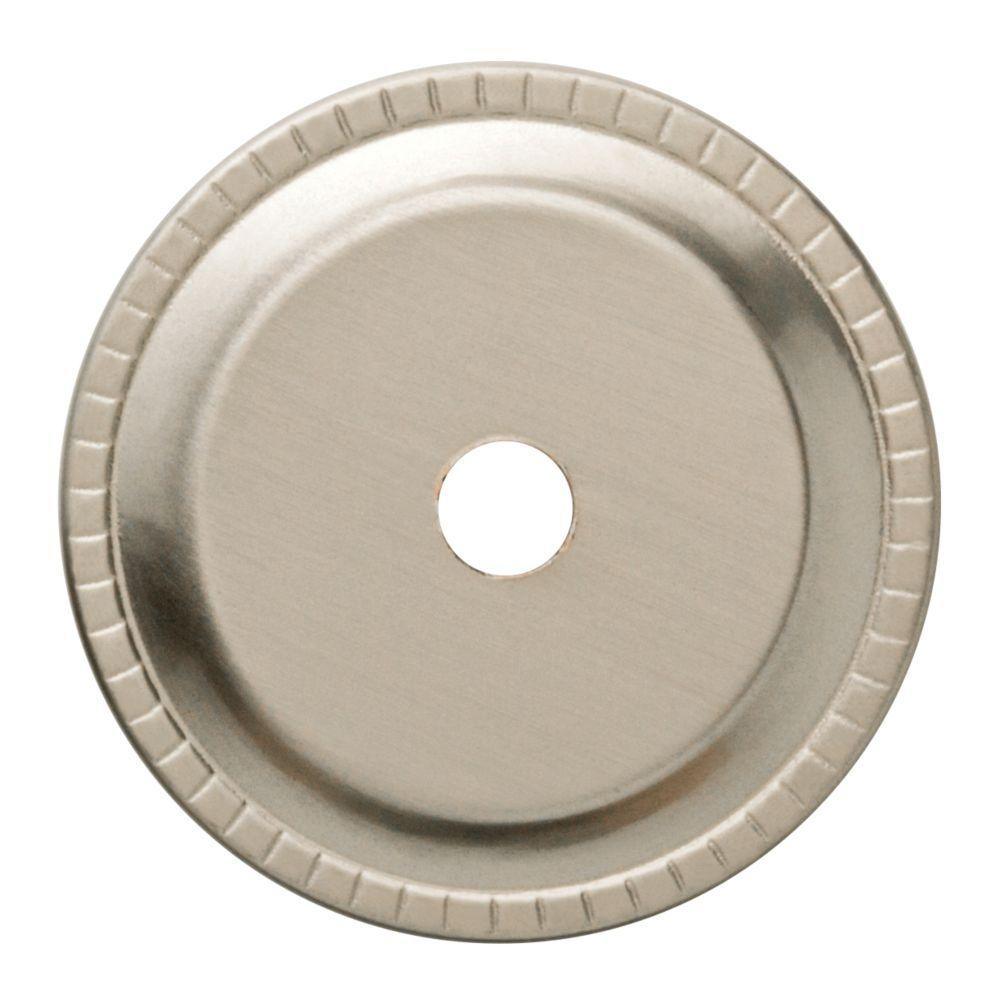 1-1/4 in. Satin Nickel Ribbed Edge Cabinet Knob Backplate - Super Arbor