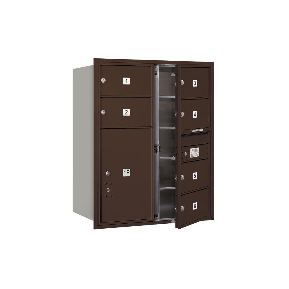 3700 Horizontal Series 6-Compartment with 1-Parcel Locker Recessed Mount Mailbox - Super Arbor