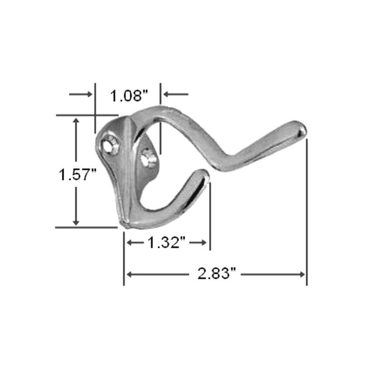 3 in. Satin Nickel Double Hat and Coat Hook (5 per Pack)