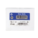 Hillman 1/2 in. Diameter x 1-1/2 in. Length Hot-Dipped Galvanized Steel Hex Bolt, Coarse Thread (50-Pack)