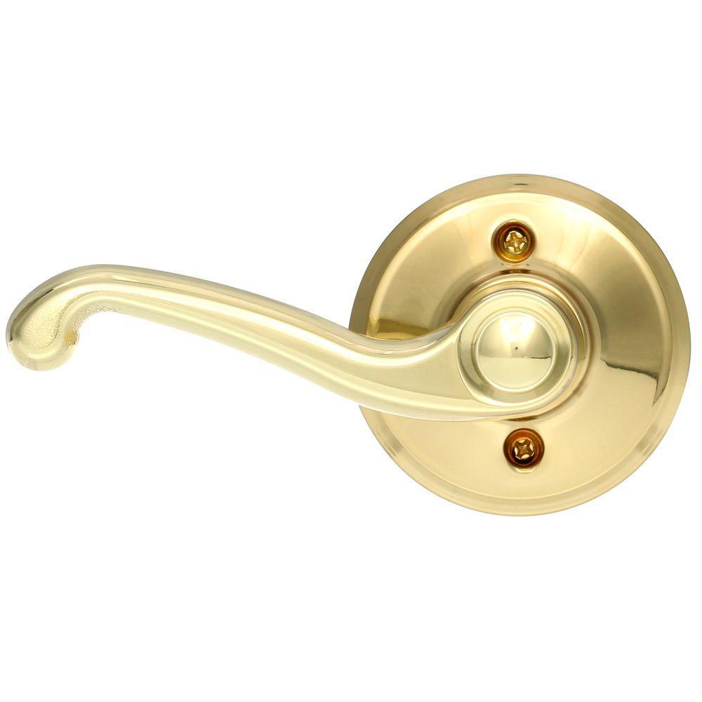 Flair Bright Brass Left Handed Dummy Door Lever - Super Arbor