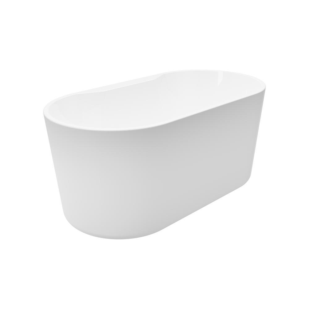 Coral 56 in. Acrylic Freestanding Flatbottom Non-Whirlpool Bathtub in White No Faucet - Super Arbor