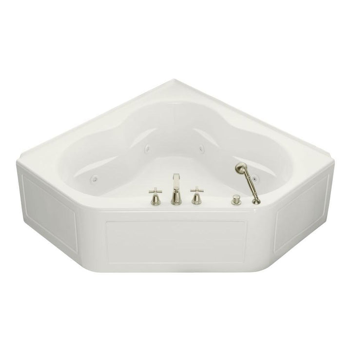 Tercet 5 ft. Left-Hand Drain Corner Alcove Whirlpool Bathtub White with Heater - Super Arbor