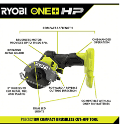 RYOBI ONE+ HP 18V Brushless Cordless Compact 2-Tool Combo Kit with 3/8 in. Right Angle Drill and Cut-Off Tool (Tools Only)