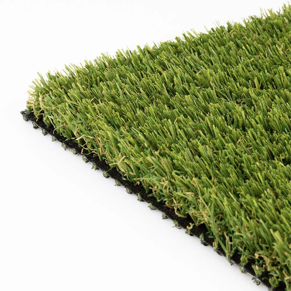 15 ft. W x Cut to Length Green and Tan Quick Draining Artificial Grass Turf