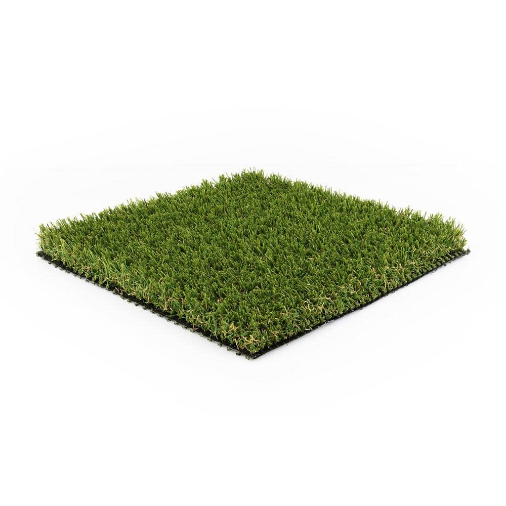 15 ft. W x Cut to Length Green and Tan Quick Draining Artificial Grass Turf