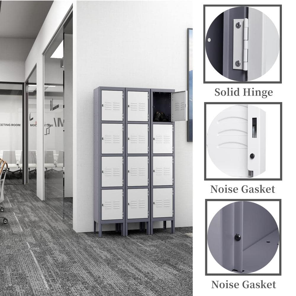LISSIMO 4 Door 4-Tier Locker, Employees Storage Metal Lockers 66 in. Lockable Steel Cabinet for School Gym Home Office