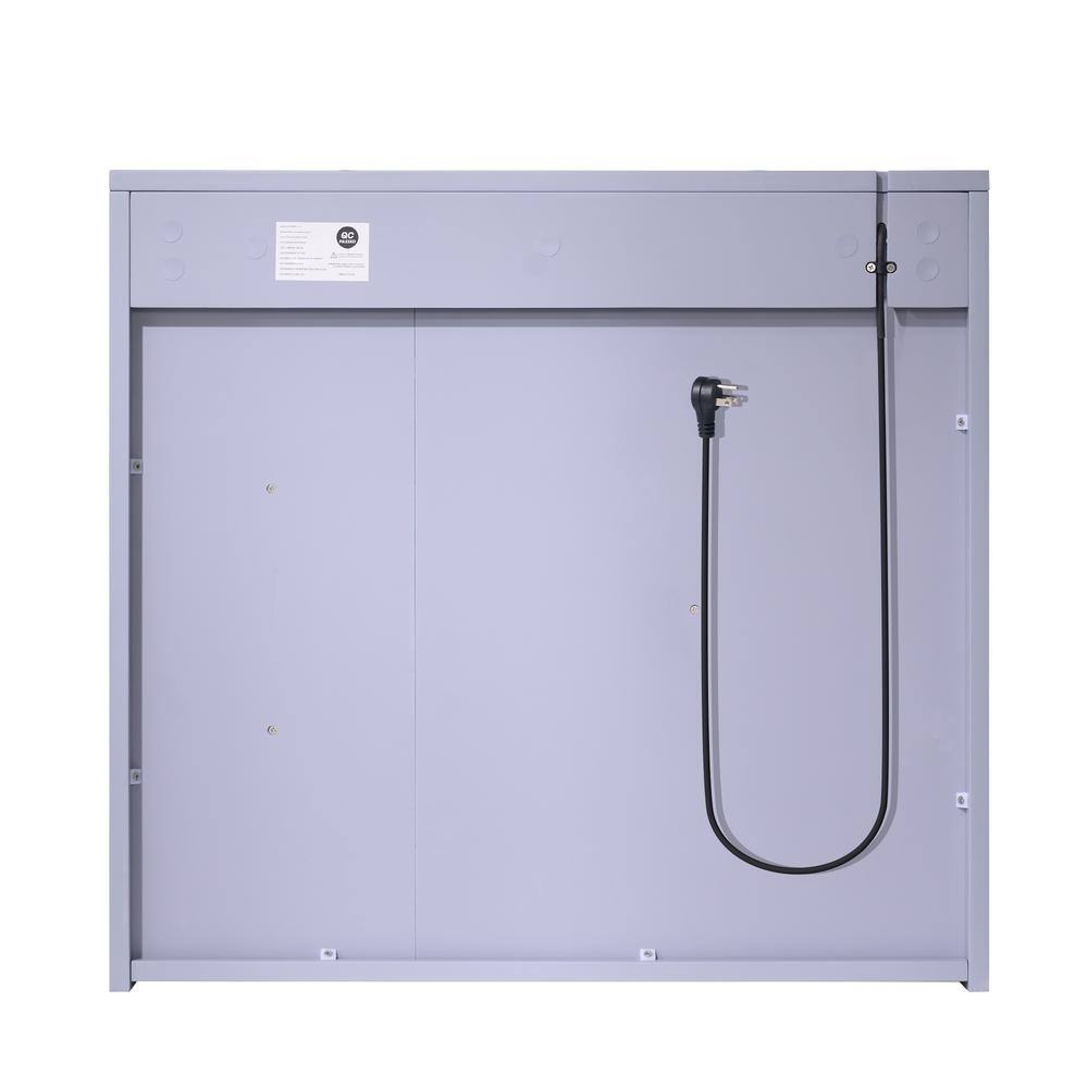 WELLFOR 30 in. W x 28 in. H Rectangular Dimmable Anti-Fog LED Wood Surface Mount Medicine Cabinet with Mirror in Lavender