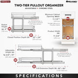 Rev-A-Shelf 37.62-in W x 6.5-in H 1-Tier Pull Out Metal Baskets & Organizers