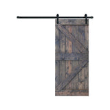 36 in. x 84 in. K Series Smoky Grey Finished Knotty Pine Wood Sliding Barn Door with Hardware Kit - Super Arbor