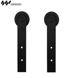 6.6 ft./79 in. Black Bypass Sliding Barn Hardware Track Kit for Double Wood Doors with Non-Routed Door Guide - Super Arbor