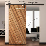 78 in. Soft Close Black Solid Steel Sliding Rolling Barn Door Hardware Kit for Single Wood Doors - Super Arbor