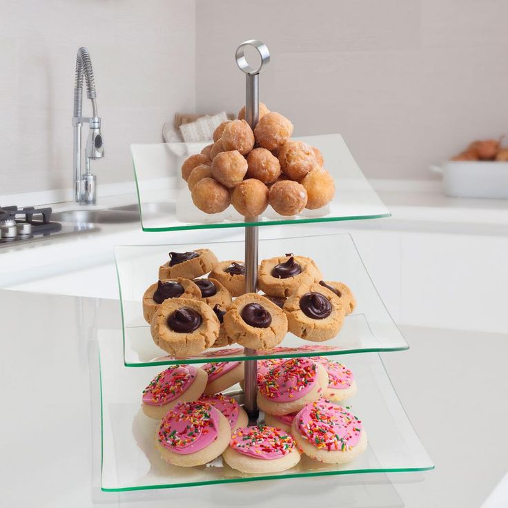 3-Tier Square Glass Cake Stand