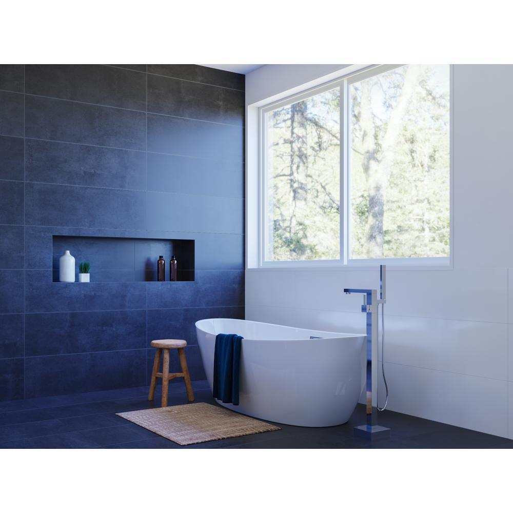 70 in. Acrylic Center Drain Oval Flat Bottom Freestanding Bathtub in White - Super Arbor