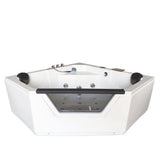 Ibiza with heater 59.05 in. Acrylic Center Drain Corner Alcove Whirlpool Bathtub in White - Super Arbor