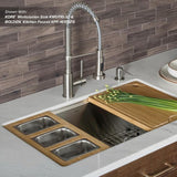 16.75 in. Workstation Kitchen Sink Composite Serving Board Set with Rectangular Stainless Steel Bowls