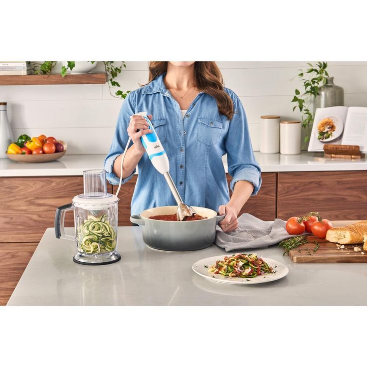 Multi Quick 21-Speed White Spiralizer and Hand Blender with 3-Cutting Blades, 1-Blending Wand, 5-Cup Chopper and Blender