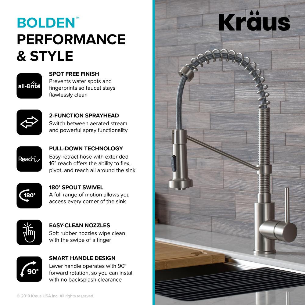 Loften All-in-One Dual Mount Stainless Steel 33in. Single Bowl Kitchen Sink with Pull Down Faucet in Spot Free Stainless