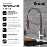 Loften All-in-One Dual Mount Stainless Steel 33in. Single Bowl Kitchen Sink with Pull Down Faucet in Spot Free Stainless