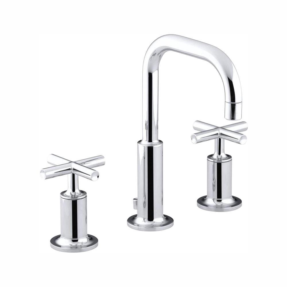 Purist 8 in. Widespread 2-Handle Mid-Arc Bathroom Faucet in Vibrant Modern Brushed Gold - Super Arbor