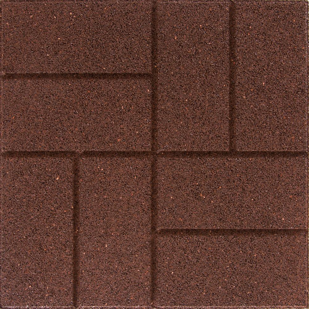 Reversible 16 in. x 16 in. x 0.75 in. Earth Brick Face/Flat Profile Rubber Paver - Super Arbor